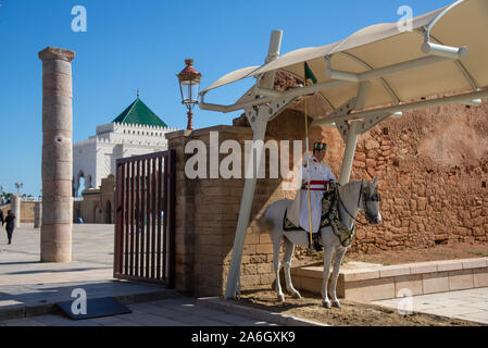 Guardie al mausoleo Mohammed V di Rabat, Marocco Foto Stock