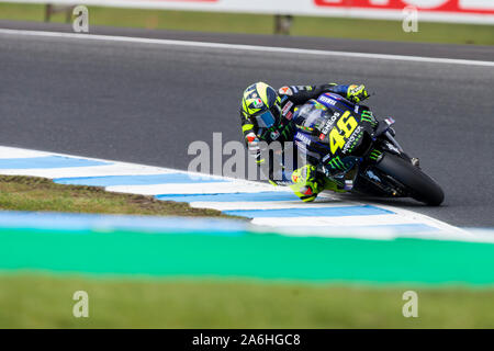 Victoria, Australia. 27 ott 2019. Australian Moto GP, qualifica; il numero 46 Monster Energy Yamaha Valentino Rossi durante le qualifiche - Editoriale usare carte di credito: Azione Plus immagini di sport/Alamy Live News Foto Stock