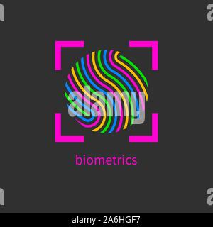 Il logo di impronte digitali, dito cerchio icona stampa, biometriche digitel security identity pattern, ID configurazione vettore Illustrazione Vettoriale