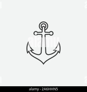 Vettore di ancoraggio icona logo in stile lineare, Nautico Marittimo, oceano mare imbarcazione simbolo illustrazione, ancoraggio icona Vettore, pirata nautico imbarcazione marittima, icona di ancoraggio, semplice icona vettore Illustrazione Vettoriale