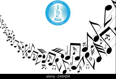 Disordinato musica diffusa note sul pentagramma Illustrazione Vettoriale