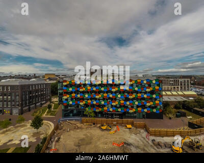 Vista aerea prosegue il lavoro sul nuovo Hilton hotel complesso ad un sito di Smithfield, Stoke on Trent City Council building, complesso Foto Stock