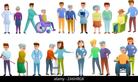 Il caregiver set di icone. Set di Cartoon del caregiver icone vettoriali per il web design Illustrazione Vettoriale