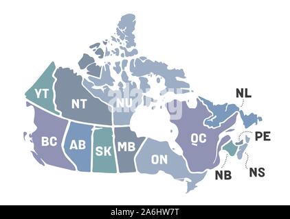 Mappa Canada. Mappa poster delle province e territori del Canada Illustrazione Vettoriale