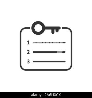 Password icona account in stile appartamento. La parola chiave illustrazione vettoriale bianco su sfondo isolato. La combinazione di tasti la concezione di business. Illustrazione Vettoriale