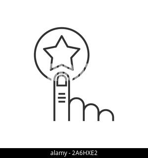 Fare clic su carta fedeltà icona in stile appartamento. Mano a premiare illustrazione vettoriale bianco su sfondo isolato. Sconto concetto di business. Illustrazione Vettoriale