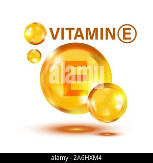 La vitamina E icona in stile appartamento. Pillola capcule illustrazione vettoriale bianco su sfondo isolato. Dermocosmesi la concezione di business. Illustrazione Vettoriale