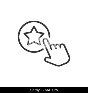 Fare clic su carta fedeltà icona in stile appartamento. Mano a premiare illustrazione vettoriale bianco su sfondo isolato. Sconto concetto di business. Illustrazione Vettoriale