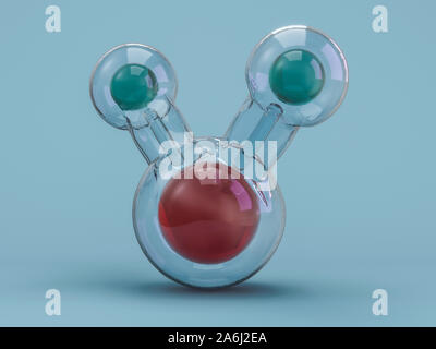 Molecola di acqua. Ecologia e biologia e biochimica del concetto. Il rendering 3D Foto Stock