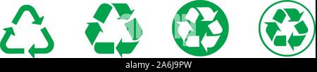 Verde simbolo di riciclo per banner, design generale stampa e siti web. Illustrazione Vettore. Illustrazione Vettoriale