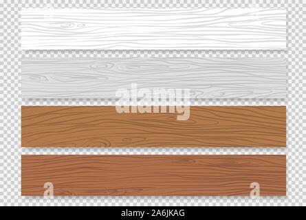 Bianco e Marrone di doghe in legno o banner con shadow sono isolati su sfondo quadrato Illustrazione Vettoriale
