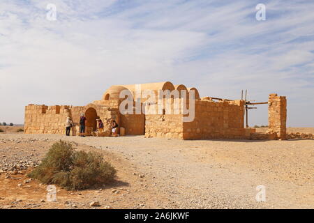 Qusayr (o Quseir) Amra, Castello del deserto del periodo Umayyad, Sito Patrimonio dell'Umanità dell'UNESCO, Wadi Butm, Governatorato di Zarqa, Giordania, Medio Oriente Foto Stock