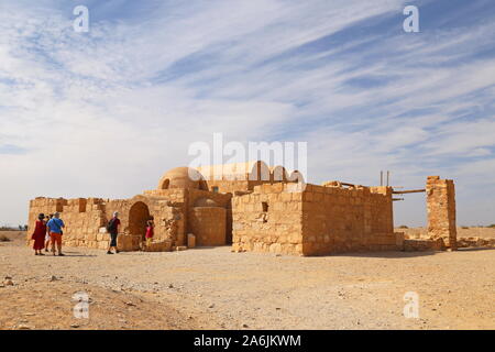 Qusayr (o Quseir) Amra, Castello del deserto del periodo Umayyad, Sito Patrimonio dell'Umanità dell'UNESCO, Wadi Butm, Governatorato di Zarqa, Giordania, Medio Oriente Foto Stock