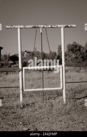 Immagini da un ranch abbandonato (città fantasma) nelle aree rurali Sweetwater County, Wyoming negli Stati Uniti. Foto Stock