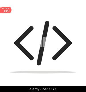 Icona del codice in un elegante stile piatto isolato su sfondo grigio. Simbolo di codice per il vostro web site design, logo, app, UI. Illustrazione vettoriale EPS10. Illustrazione Vettoriale