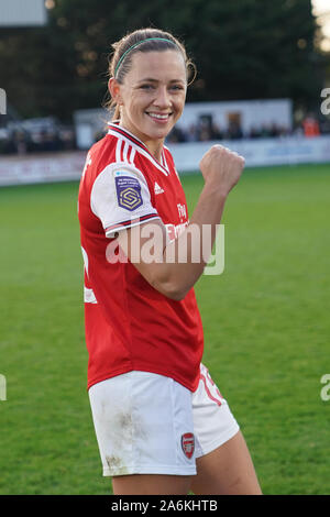 Borehamwood, Regno Unito. 27 ott 2019. Katie McCabe di Arsenal celebra la vittoria proprio durante la Barclay FA WSL partita di calcio tra Arsenal vs Manchester City a Prato Park il 27 ottobre 2019 a Borehamwood, Inghilterra (foto di Daniela Porcelli/SPP) Credito: SPP Sport Stampa foto. /Alamy Live News Foto Stock