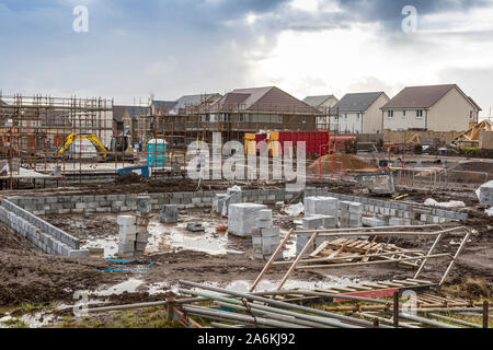 Sito di costruzione con la nuova build alloggiamento, Troon, Ayrshire, in Scozia, Regno Unito Foto Stock