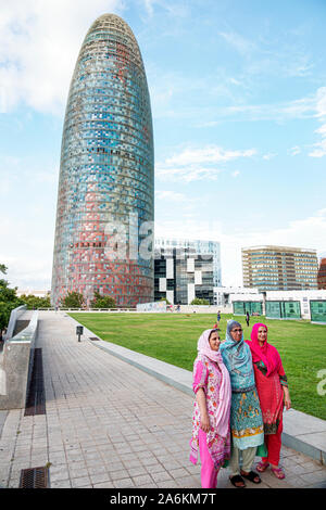 Barcellona Spagna,Catalogna Catalunya,Poblenou,Torre Glories,Agbar Tower,grattacielo,architetto Jean Nouvel,architettura high-tech,Structural Expressionis Foto Stock