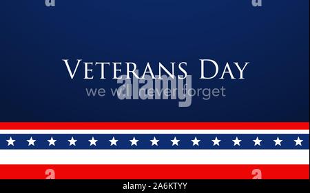 Veterani Day celebrazione illustrazione. Noi bandiera su sfondo HD banner. Ricordare e onorare. Illustrazione Vettoriale