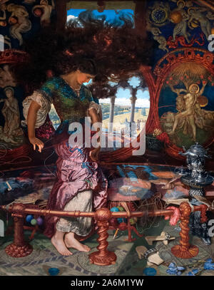 La signora di Shalott da William Holman Hunt (1827-1910), olio su tela, c.1888-1905. Holman Hunt è stato una figura di primo piano nel XIX secolo Pre-Raphaelite movimento. Foto Stock