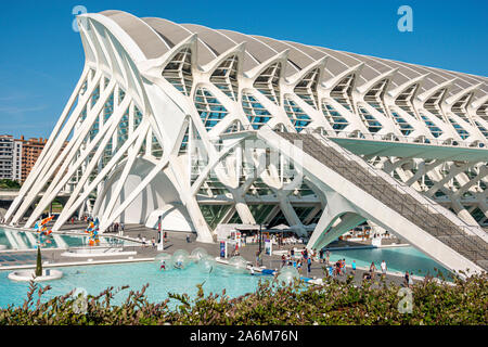 Valencia Spagna,las Artes y las Ciencias,Città delle Arti e delle Scienze,Museo della Scienza Principe Felipe Prince Philip,Santiago Calatrava,architettura,esterno, Foto Stock