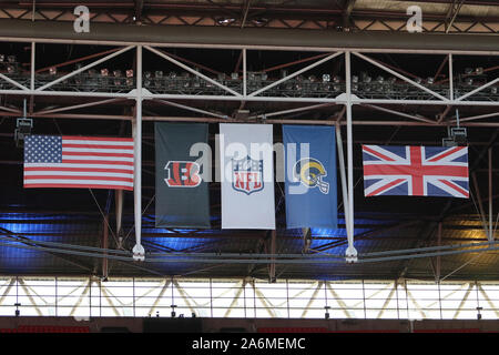 Londra, Regno Unito. 27 ott 2019. Una vista generale prima che il gioco di NFL tra Cincinnati Bengals e la Rams allo Stadio di Wembley a Londra, Regno Unito. 27 ottobre 2019: Credito sportivo europeo Agenzia fotografica/Alamy Live News Foto Stock