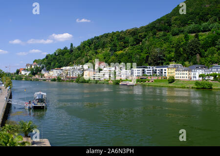 Vista di Heidelberg, Germania sul Fiume Reno Foto Stock