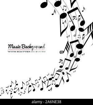Disordinato musica diffusa note sul pentagramma Illustrazione Vettoriale