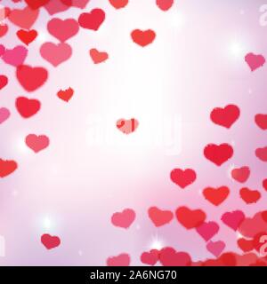 Il giorno di San Valentino con uno sfondo sfocato diffusa gara cuori Illustrazione Vettoriale