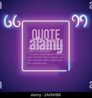 Neon retrò incandescente virgolette telaio Illustrazione Vettoriale
