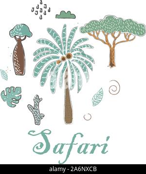 Carino Icona invernale con alberi. Disegnata a mano in stile scandinavo. Illustrazione Vettoriale Illustrazione Vettoriale