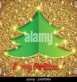 Albero di Natale carta con glitter Illustrazione Vettoriale