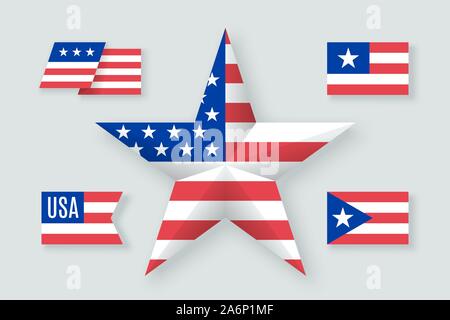 Set di usa simboli ed elementi di design Illustrazione Vettoriale
