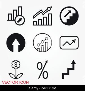 Icona di crescita, business ed infografico icona Vettore, simbolo di crescita Illustrazione Vettoriale