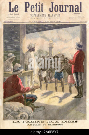 La carestia aux Indes - Anglais et Hindous - Carestia in India - inglese e Hindu - In "Le Petit Journal' Francese giornale illustrato - 1897 Foto Stock