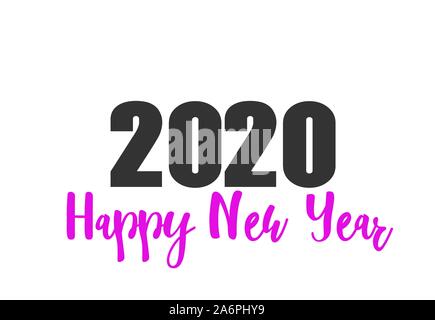 Felice anno nuovo 2020 modello di disegno. Design per il calendario, biglietti di auguri o di stampa. Illustrazione Vettoriale