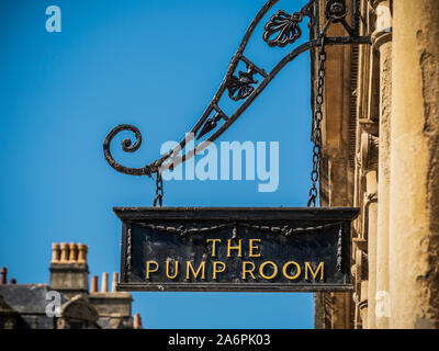 La camera della pompa, Bagni Romani, bagno, Somerset, Regno Unito. Foto Stock