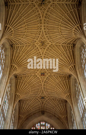 Abbazia di Bath, una chiesa parrocchiale della chiesa di Inghilterra e ex monastero benedettino in bagno, Somerset, Inghilterra. Foto Stock