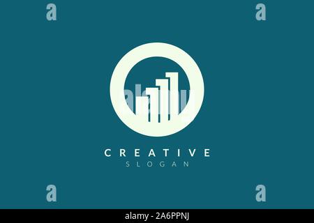 Combinazione di cerchio logo design con grafico a barre. Minimalista e moderno vettore illustration design adatto per viaggi di affari o di un marchio Illustrazione Vettoriale