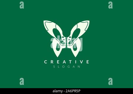 Logo design del bacino con una forma a farfalla. Minimalista e moderno vettore illustration design adatto per viaggi di affari o di sanità marche. Illustrazione Vettoriale