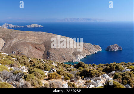 Aghios Sergios Bay, Tilos, isole Dodecanesi, Egeo Meridionale, Grecia. Foto Stock