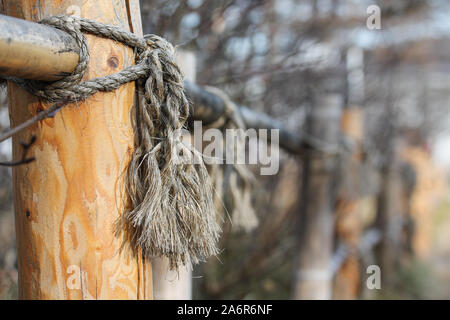 Recinto di bambù legato con corde in stile Giapponese. Sfondo orientale Foto Stock