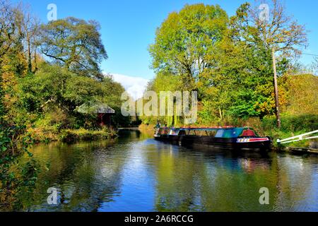Stretto Birdswood viaggio in barca sul canale di Cromford,Derbyshire,l'Inghilterra,UK Foto Stock