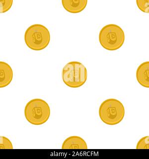 Illustrazione sul tema grande disegno colorato Hanukkah, insieme senza soluzione di continuità dreidel. Seamless disegno costituito da collezione dreidel, accessorio Hanukka vacanze Illustrazione Vettoriale