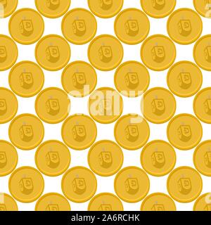 Illustrazione sul tema grande disegno colorato Hanukkah, insieme senza soluzione di continuità dreidel. Seamless disegno costituito da collezione dreidel, accessorio Hanukka vacanze Illustrazione Vettoriale