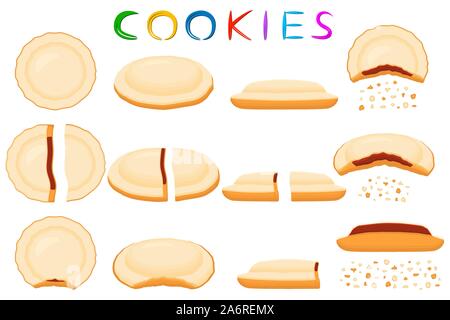 Illustrazione sul tema grande impostare diversi biscotto, kit di pasta colorata cookie. Cookie costituito da collezionismo naturale cibi gustosi biscotti, pasta acces Illustrazione Vettoriale