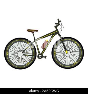 Nero e Giallo illustrazione vettoriale di una bici Illustrazione Vettoriale