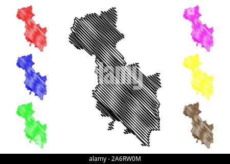 San Miguel reparto (Repubblica di El Salvador, dipartimenti di El Salvador) mappa illustrazione vettoriale, scribble schizzo San Miguel mappa Illustrazione Vettoriale