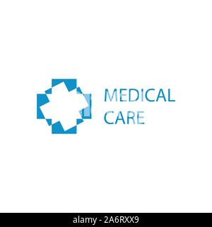Cure mediche logo. Colore blu e rosso. Abstract healthcare icona - vettore Illustrazione Vettoriale