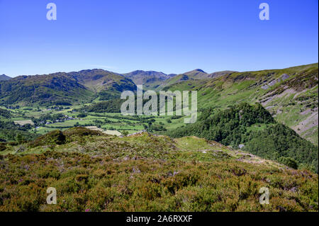 Visualizza in basso Borrowdale dal re come, Lake District, Cumbria, England, Regno Unito Foto Stock